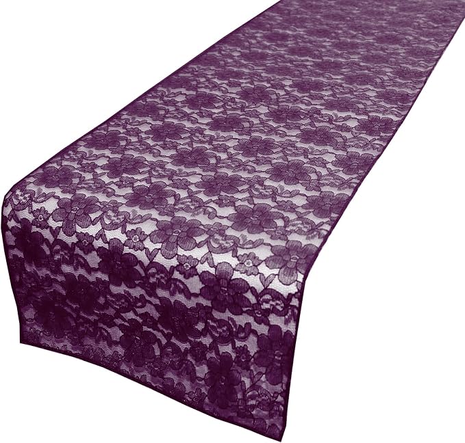Zen Creative Designs 10 Pack Floral Lace Table Runner Sheer Lace Event Party Wedding Table Decor (12" by 108", Plum) by ZenCreativeDesigns