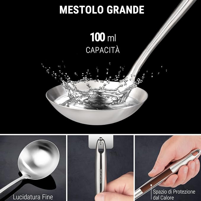YOSUKATA 17" Stainless Steel Wok Spatula Ladle and Turner Set of 3 | High-Grade 304 Stainless Steel Kitchen Utensils Set - Dishwasher Safe Accessories - Wok Utensils - Cooking Tools - Image 4
