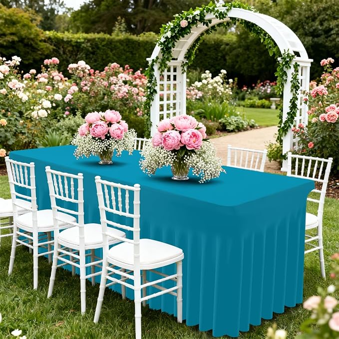 Moosfor 2 Pack Spandex Fitted Rectangle Tablecloth, Elastic Table Skirt - Image 7