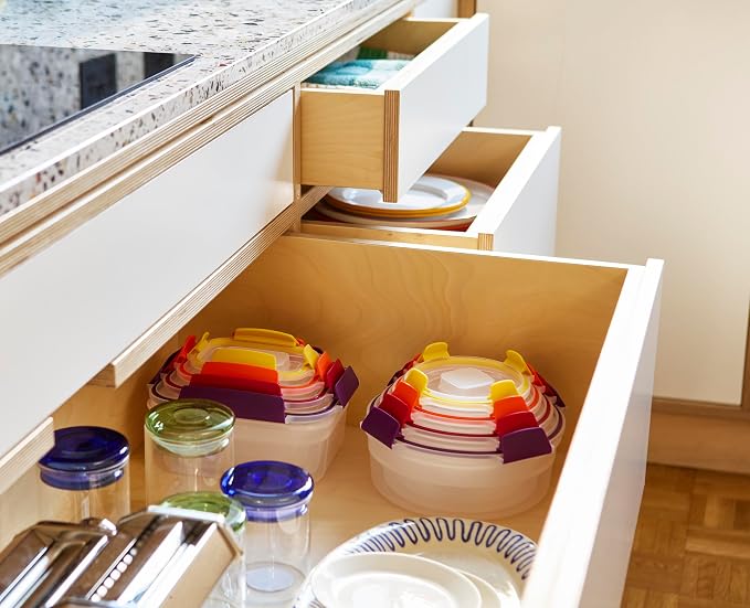 Joseph Joseph Nest Lock 8-piece Plastic BPA Free Round Food Storage Container Set with Lockable Airtight Leakproof Lids - Multicolor - Image 7