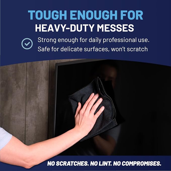 Microfiber Wholesale 16" x 16" Pro Multi Surface Microfiber Towels Bulk | Case: 216 Qty (Black) - Image 6