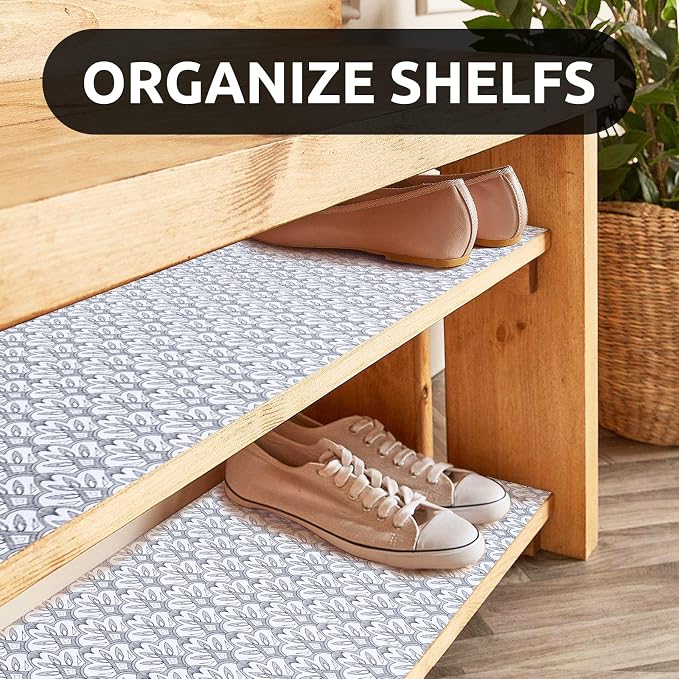 RAY STAR 18X96 Inch Shelf Liner for Kitchen Cabinets, Non-Adhesive Cabinet Liner Washable, PVC Drawer Liner for Dresser Non-Slip Bathroom (Black Floral)(4 Roll) - Image 3
