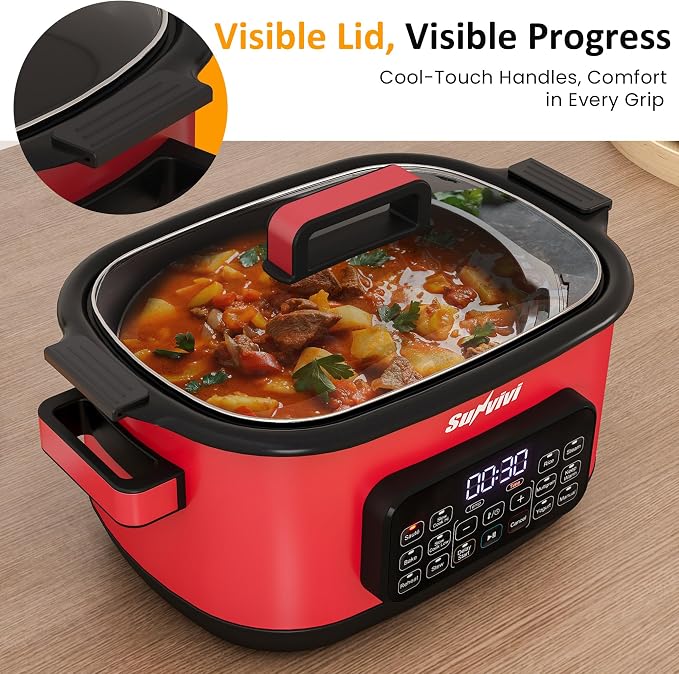 Sunvivi 12-in-1 Programmable Slow Cooker 6.5QT with Timer & Keep Warm - Image 9