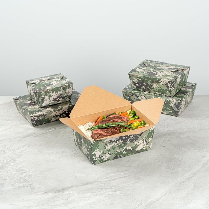 Restaurantware Paper Food Box 50 Count 90 Oz Leakproof Paper Lunch Box Greaseproof Food Container Tab-Lock Design 8.5 x 6.2 x 3.5 Inches Green - Image 9