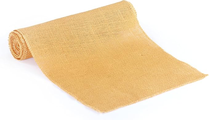 MDS® Pack of 10 Natural Burlap Table Runner, 12 x 72 Inch, Jute Rustic Farmhouse Boho Table Decor for Wedding Reception, Dining Table, Bridal Shower, Baby Shower & Party Decorations - Gold - Image 4