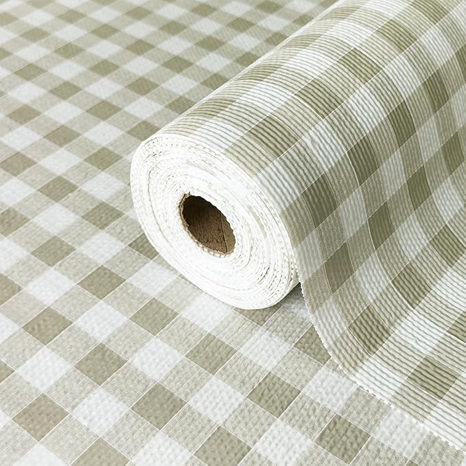 Drawer Liner and Shelf Liner for Kitchen Cabinet Liner Non-Adhesive Non-Slip Shelf Paper, Thick Strong Grip Waterproof Easy to Clean for Shelves, Cupboard, Desks, Green Plaid Pattern, 12 in x 30 FT by TheBaDaz