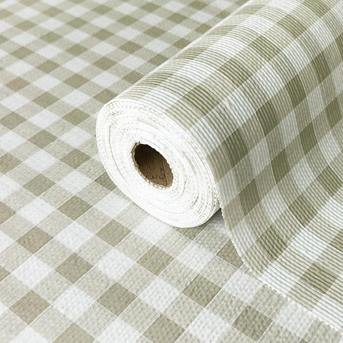 Drawer Liner and Shelf Liner for Kitchen Cabinet Liner Non-Adhesive Non-Slip Shelf Paper, Thick Strong Grip Waterproof Easy to Clean for Shelves, Cupboard, Desks, Green Plaid Pattern, 12 in x 10 FT by TheBaDaz