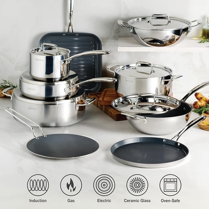 Tramontina Utsava Tri-Ply Clad Stainless Steel 6.5-Quart Casserole with Lid - Image 5