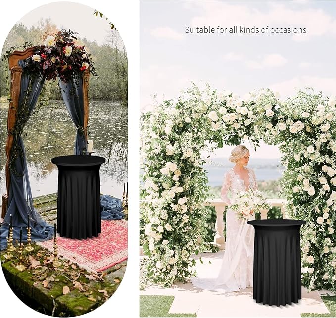 4 Pack Cocktail Stretch Table Skirt, Black, 32 x 43 inch - Image 5