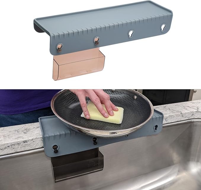 SiliSink Kitchen Sink Edge Protector, Splash Guard, 4in x 14in, Gray by SiliProducts
