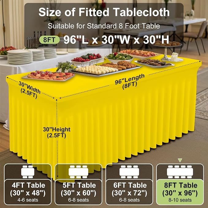 Smiry 2 Pack Spandex Elastic Fitted Table Cloth Skirt for 8FT Table - Image 4