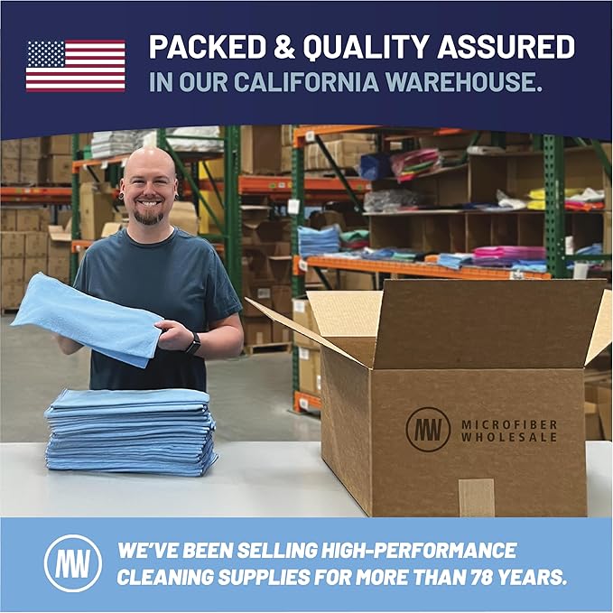 MW PRO Microfiber Cleaning Cloths Dark Blue 12 Pack, 12x12 - Commercial Janitorial Towels & Lint Free Rags - Heavy Duty for Auto Detailing, Glass Windows, Housekeeping & Screens - Washable 300+ Times - Image 7