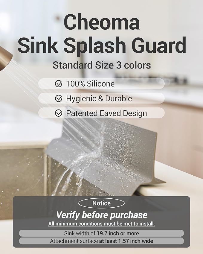 DEARCUS Kitchen Sink Splash Guard 19.7 inches - Soft Silicone Water Shield, Strong Suction Non-Slip, Dishwasher Safe and Easy-to-Clean for Mess-Free Cooking and Dishwashing (Deep Green) - Image 2