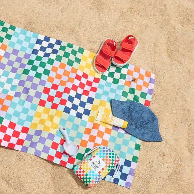 Dock & Bay Kid's Towel - Quick Dry, Sand Free - Compact, Lightweight - 100% Recycled - Includes Bag - Check Me Out - Large (160x90cm, 63x35) - Image 2