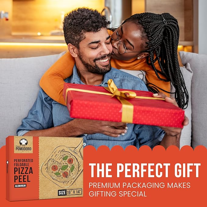 Chef Pomodoro Aluminum Perforated Pizza Peel 16 Inch with Foldable Handle | Perforated Pizza Peel 16 inch, Pizza Steel Perforated Design Prevents Sticking, Foldable Stainless Steel Pizza Peel Handle - Image 7