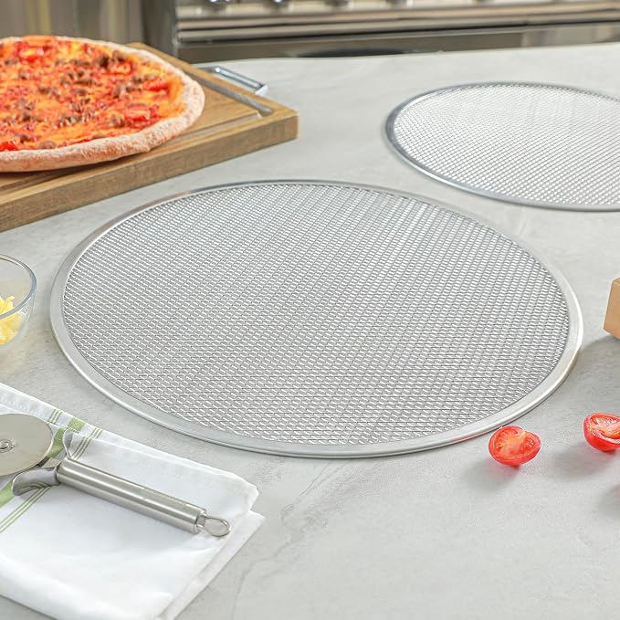 Restaurantware 17 Inch Aluminum Pizza Screen Pack of 72 Mesh Baking Tool For Crispy Crust, Lightweight Stackable Seamless Rim Rust-Resistant Baking Screen, Reusable for Pizzerias, Home Oven Use - Image 3