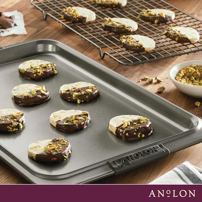 Anolon Advanced Nonstick Bakeware/Baking Sheet and Cooling Rack Set, 2 Piece, Gray - Image 2