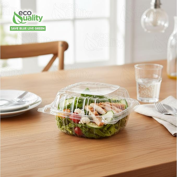 [300 PACK] 6x6 Clear Plastic Clam Shell Take Out Food Container - Take out, Salad, Sandwich, Fruits, Polypropylene, Restaurant Supplies, Bidodegradable, Recyclable, Heavy Duty (6 x 6 inches) - Image 5