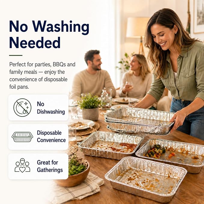 9x13 Aluminum Pans, 10 Pack Extra Deep Disposable Foil Pans - Image 8