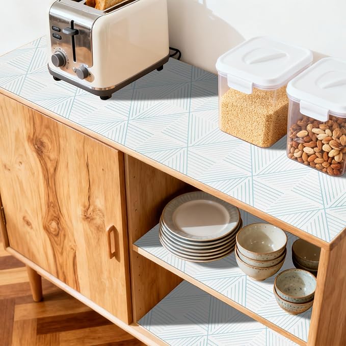 FIFTY FEET 12"x120" Non-Adhesive Shelf Liner for Kitchen Cabinets and Drawers, Washable Non-Slip PVC Cabinet Liner (White Modern)(1 Roll) - Image 3