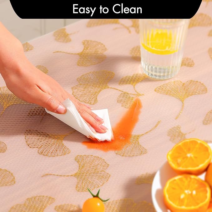Cooyes Shelf Liner, Non Adhesive Drawer and Cabinet Liner, EVA Washable Oil-Proof Shelf Paper for Kitchen Cabinets, Refrigerator, Storage, Desks with Modern Pattern （Gold Ginkgo，11.8" W x 360" L） - Image 6