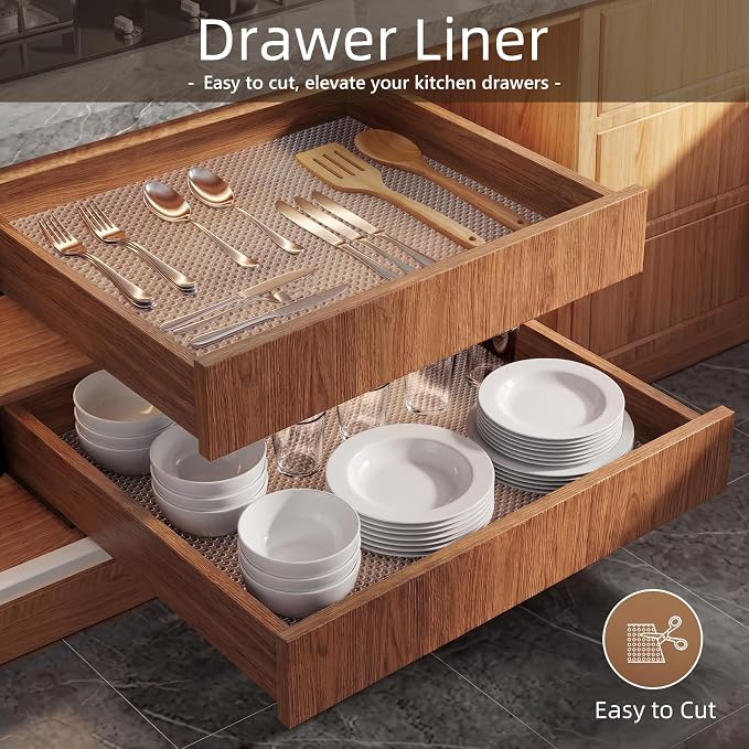 PABUSIOR Shelf Liners for Cabinets: 22" Wide Larger Drawer Mat for Kitchen - Image 5