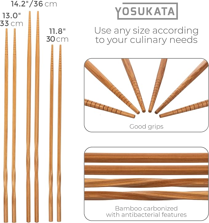 YOSUKATA 17" Blue Carbon Steel Wok Spatula and Ladle, 3 pairs Chopsticks | Durable Wok Utensils Set of 5 - Traditional Asian Cooking Tools and Accessories - Image 3