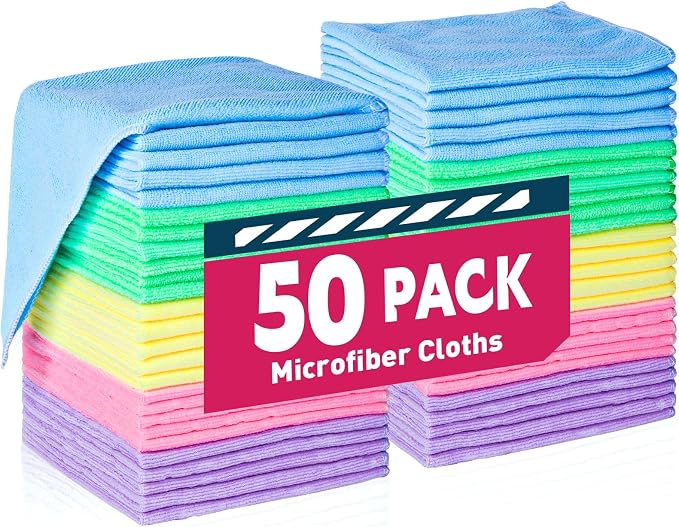 TEAWOO Microfiber Cleaning Cloths-50 Pack, Microfiber Towels Bulk by TEAWOO