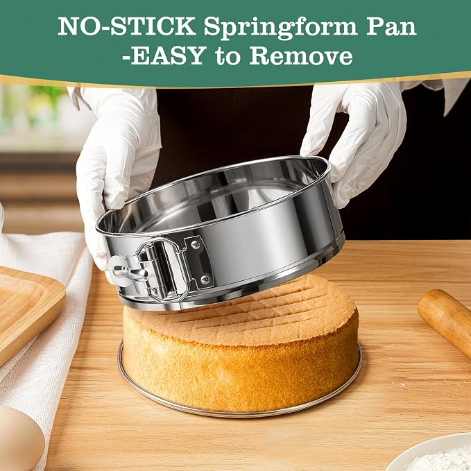 7-Inch Springform Cake Pans, Removable Bottom, 304 Stainless Steel | Leakproof & Nonstick Cheesecake Pan, Easy Releasing， Dishwasher Safe, Round Spring Form Cake Pan For Baking - Image 5