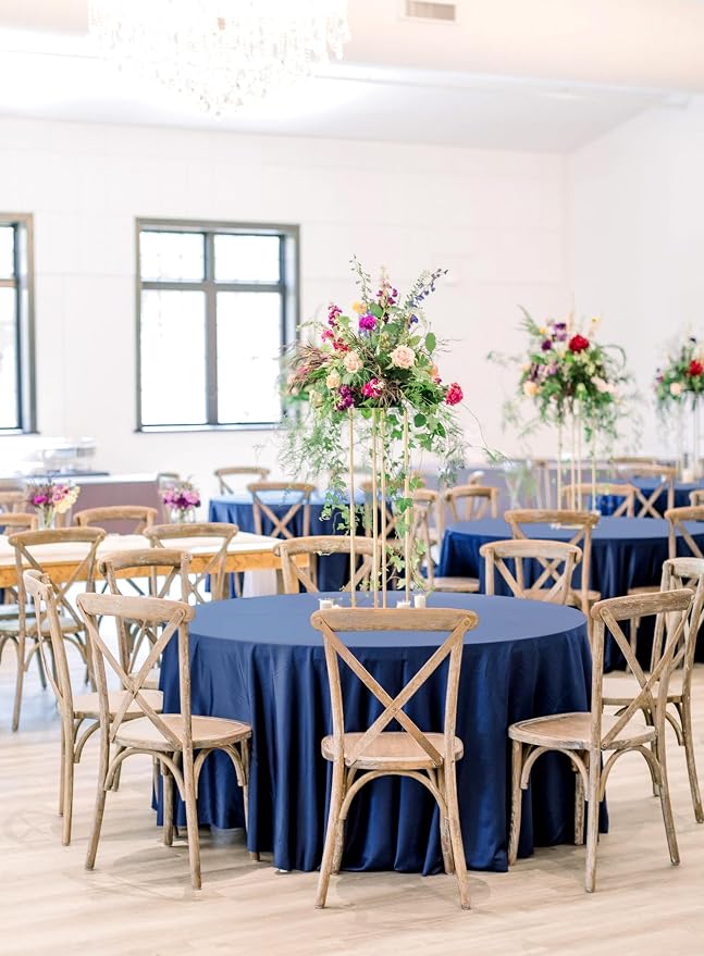 12 Pack Navy Blue Round Tablecloths, 120 Inch Polyester Table Cloth - Image 5