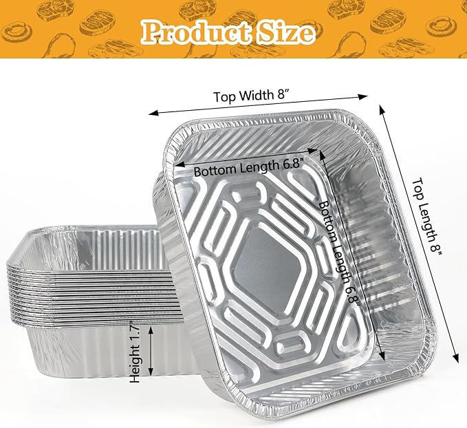20 Pack Thickened 8x8 Disposable Aluminum Foil Pans - Image 2
