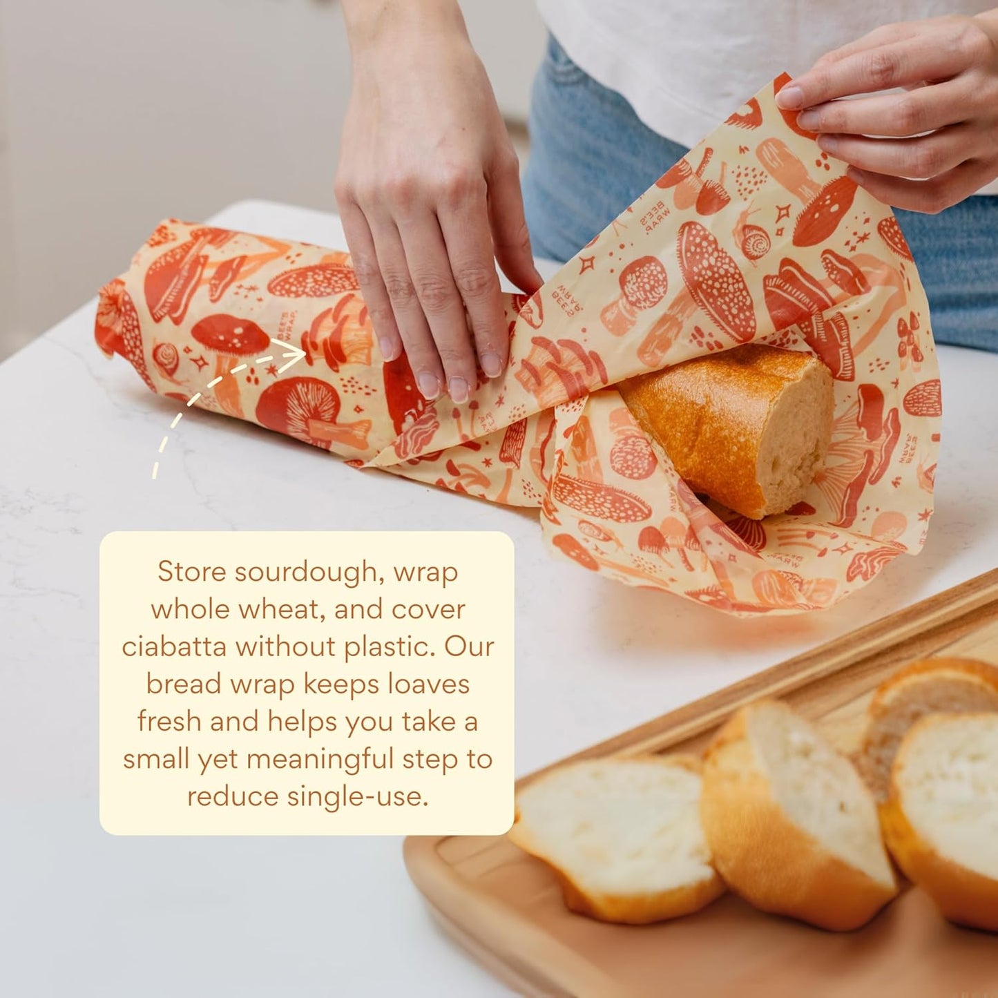 Bee's Wrap Beeswax Wraps for Food - Mushroom Magic Bread Wrap - Made in USA Reusable Bread Storage Bags - Organic & Eco-Friendly Alternative to Aluminum Foil, Sourdough Bags & Plastic Wrap