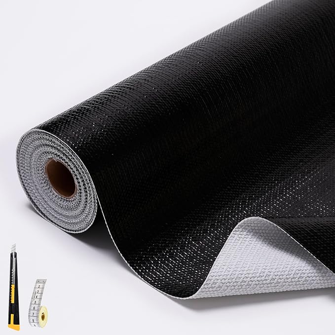 Black Drawer and Shelf Liners for Kitchen Cabinet,Non Slip Cabinet Liners for Shelves,Non-Adhesive Strong Grip Mats Protect Dresser Cupboard,Shelf Paper Easy to Clean-17.5IN x 20FT Black by Unknown