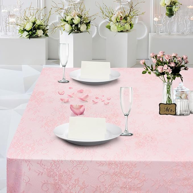 Pink Lace Table Cloth 60x120inch 2Pcs for Decorations Wedding Centerpieces - Image 5