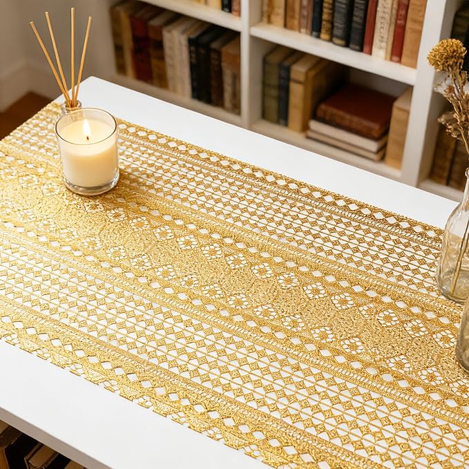 Drawer and Shelf Liner - Gold Geometric Lace Pattern,Non Adhesive - Image 5