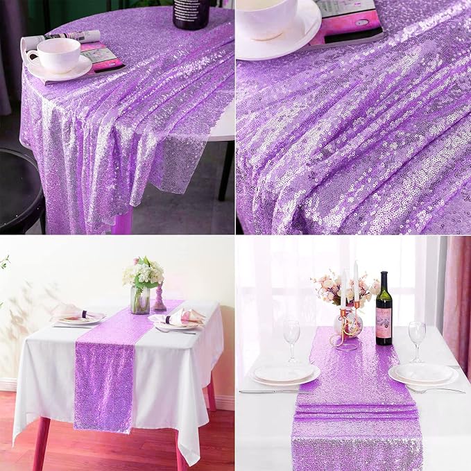 Lavender Sequin Table Runner 6 Pack, 12''x72 Glitter Table Runner - Image 8
