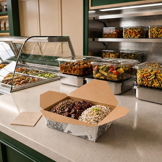 Restaurantware Bio Tek 8.5 x 6.3 x 2.5 Inch Food Containers 200 Durable Noodle Boxes - Disposable Sustainable Newsprint Paper 17-Ounce Takeout Boxes Rectangle For Takeouts Or Picnics - Image 3