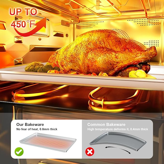24 Inch Baking Sheet Pans with Rack Set, Natural Aluminum Cookie Sheet, Extra Large Commercial Quality Baking Sheet Pan Set, Warp Resistant Nonstick Thick Cookie Tray Pans for Baking, Roasting - Image 5