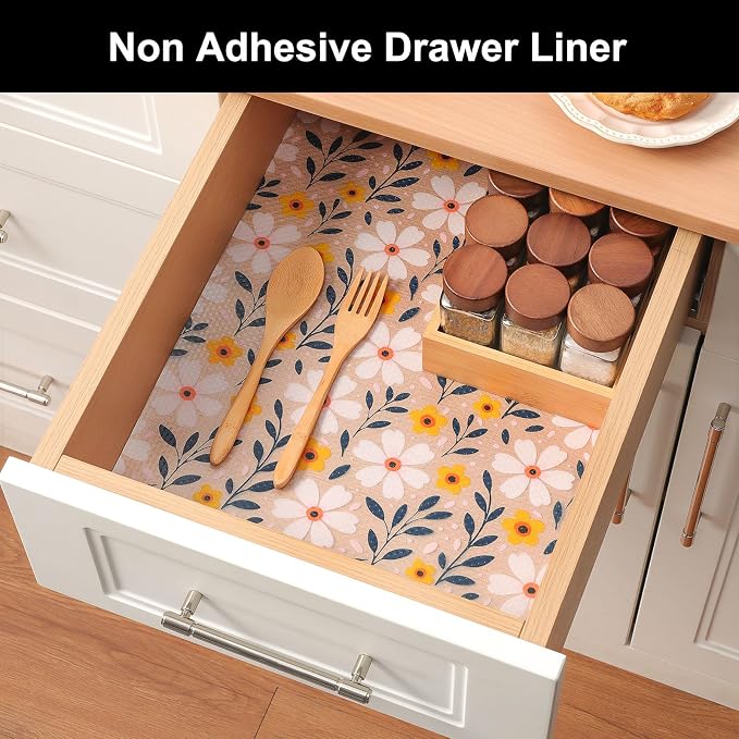 Cooyes Shelf Liner – Premium Non-Adhesive Cabinet & Drawer Liner for Kitchen – Waterproof Shelf Paper with Modern Pattern – Durable EVA Cabinet Mat – Easy to Cut （17.5" W x 240" L） - Image 3