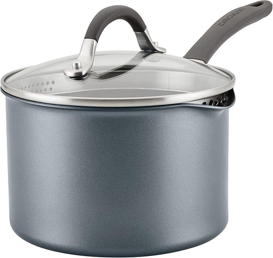 Circulon A1 Series Nonstick Straining Sauce Pan with Lid, 3-Quart, Graphite by Circulon