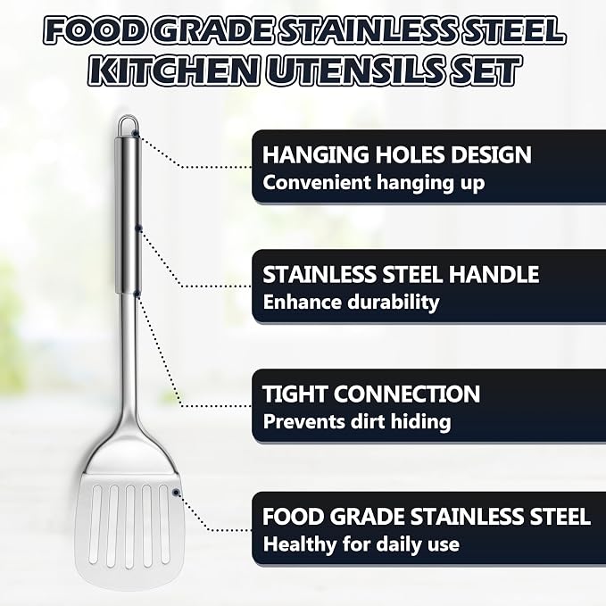 E-far Stainless Steel Cooking Utensil Set, 39-Piece Metal Kitchen Utensils - Image 8