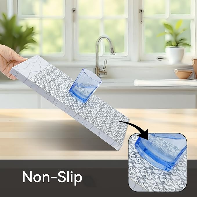 FIFTY FEET 18"x96" Non-Adhesive Shelf Liner for Kitchen Cabinets and Drawers, Washable Non-Slip PVC Cabinet Liner (Black Floral)(9 Roll) - Image 2
