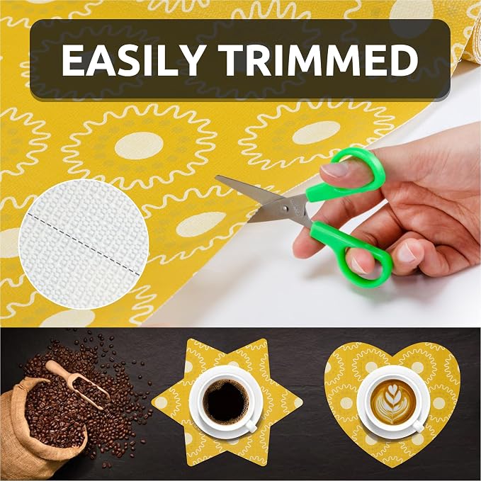 FIFTY FEET 18X96 Inch Shelf Liner for Kitchen Cabinets, PVC Drawer Liner for Dresser Non-Slip Bathroom, Non-Adhesive Cabinet Liner Washable (Yellow Circle)(2 Roll) - Image 7