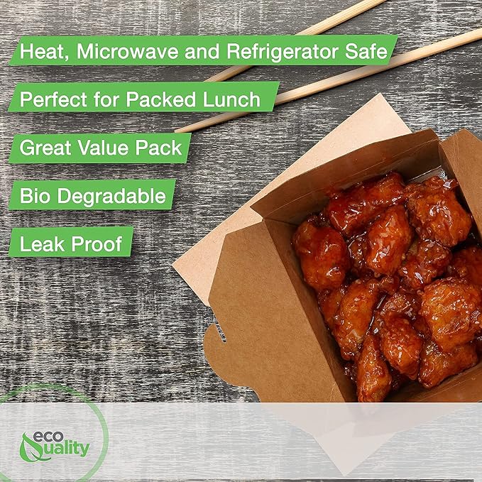 Take Out Food Containers 26 oz Kraft Brown Paper Take Out Boxes Microwaveable Leak and Grease Resistant - to Go Containers for Restaurant, Catering, Food Truck - Recyclable Lunch Box #1 (400) - Image 6