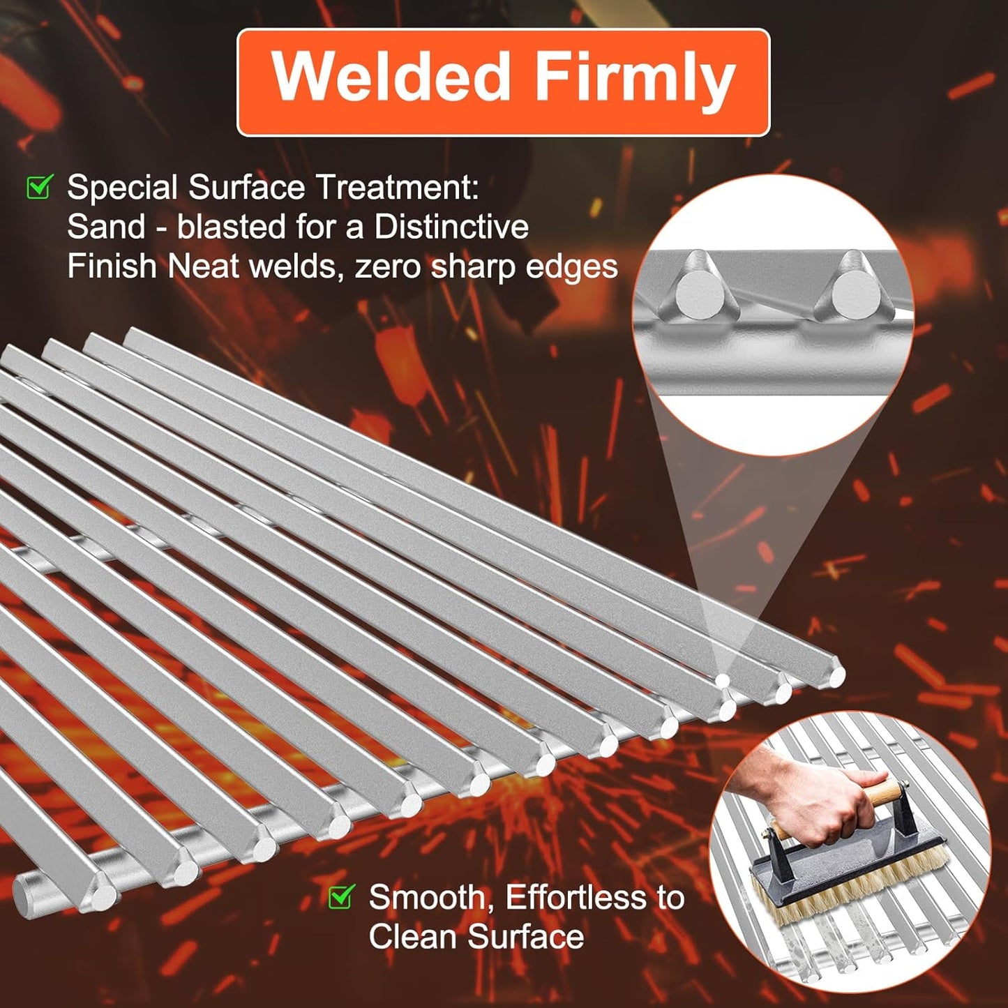 9.5MM Grill Grates for Weber Spirit 300 & GS4 Spirit II 300 Series, Genesis Silver B & C, Genesis Gold B & C, Genesis Platinum B & C, Genesis 1000-3500 Grills, for Weber Spirit Grill Grates 7638 7639