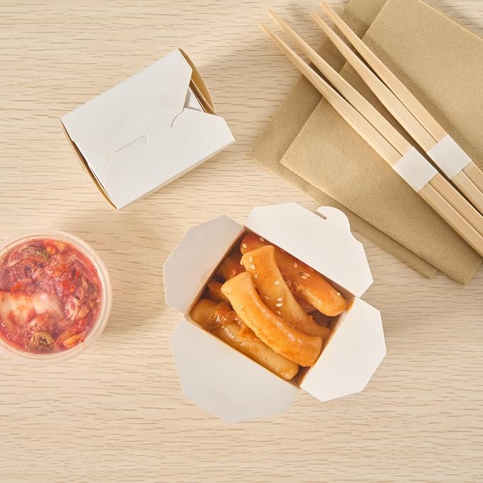 Restaurantware Chinese Take Out Boxes 200 Pack of 8 oz Grease-resistant Party Take Out Food Containers Disposable Stackable Asian Square White Paper To Go Boxes For Restaurants - Image 12
