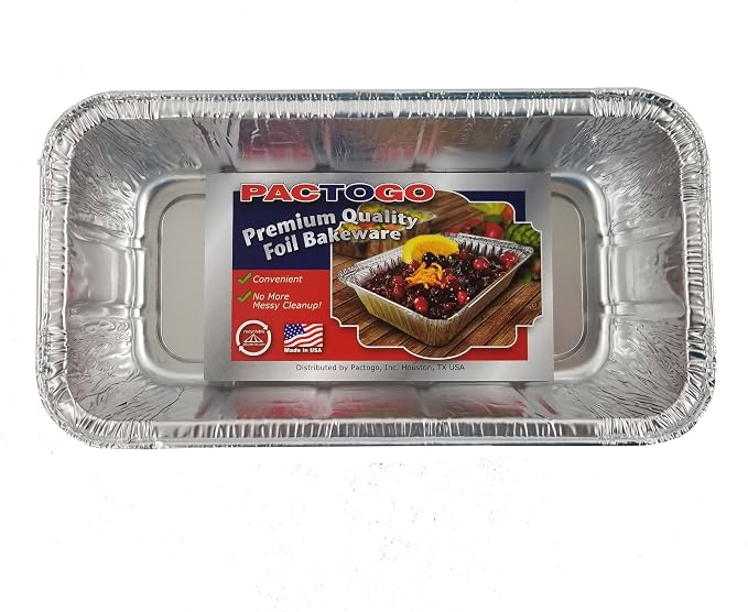 PACTOGO Loaf Pans - Disposable Aluminum Foil 1 1/2 lb. Bread Tins 8.5" X 4.5" X 2.3" (Pack of 50) - Image 4