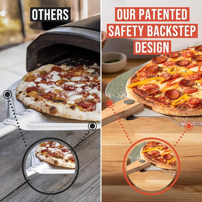 Chef Pomodoro Aluminum Pizza Peel 12x14 in, Foldable Wood Handle | Doubles as Pizza Spatula & Paddle; Non-Stick Aluminum for Ooni, Big Green Egg; Folds Flat, Cool-Touch Handle, Rust-Resistant - Image 7