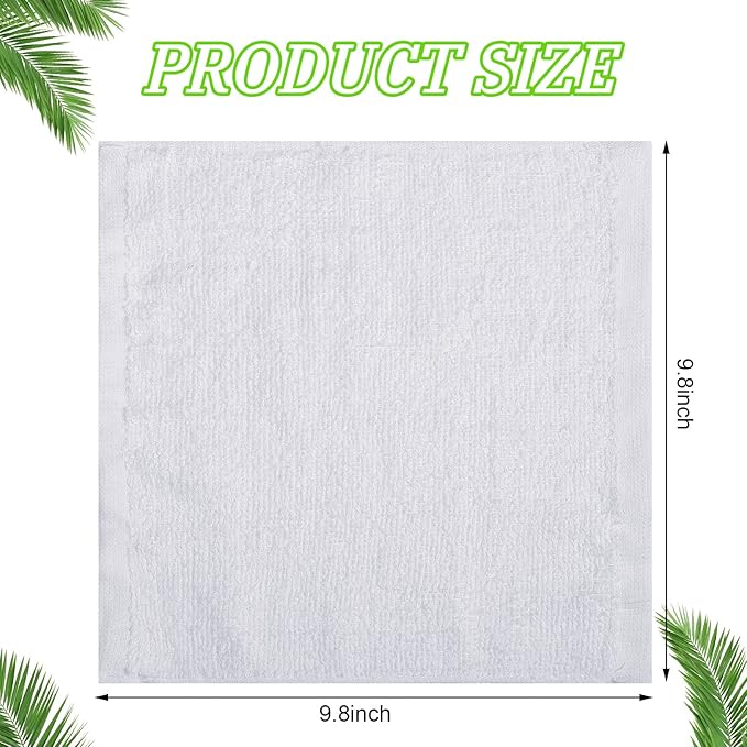 Oudain 200 Pcs White Cleaning Cloths Bulk Reusable Cleaning Rags Cotton Washcloths Absorbent Dishcloths Small Kitchen Rags Soft Bath Towels for Housekeeping, 9.8 x 9.8 Inch - Image 2