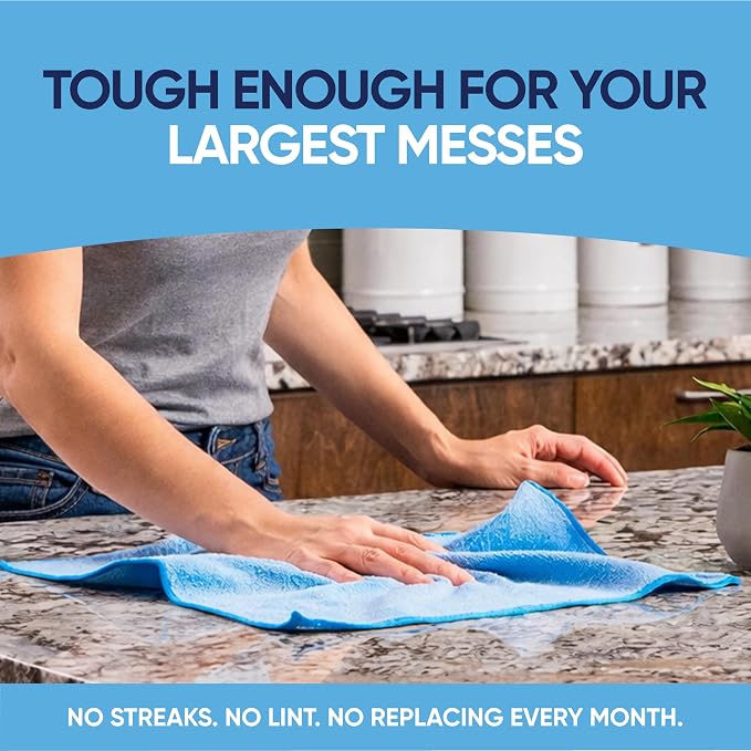 Bulk 12” X 12” All Purpose Microfiber Towels Wholesale - Case Quantity (400 Count) | No Fraying | High Density Microfiber | Zero Chemical Cleaner | Long-Lasting (Blue) - Image 3
